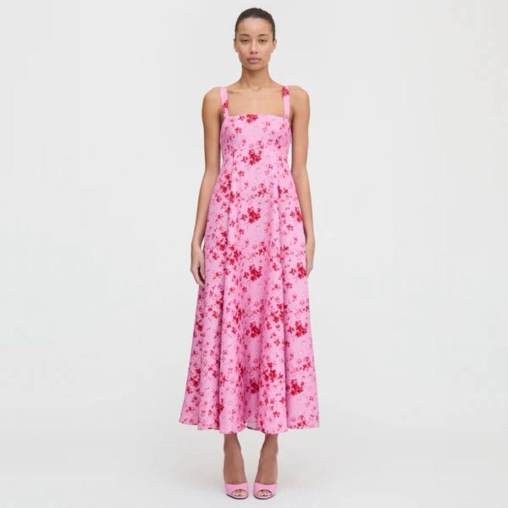 Hill House Pink Floral Midi Dress